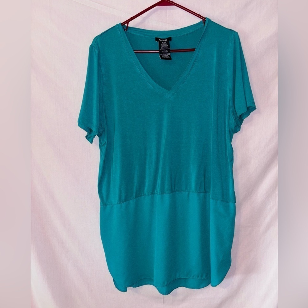 Premise Teal V-Neck Blouse